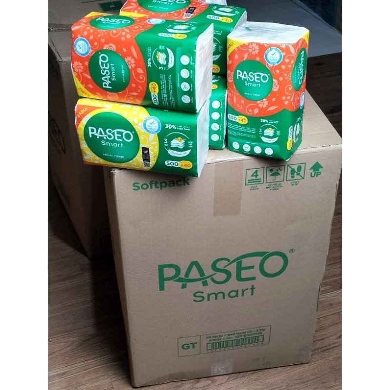 Paseo 1 Dus Tissue Smart 540 (500 + 40) 3 Ply Isi 48 Pcs Facial Tisu Wajah Tisue Muka Lembut 250 Gt