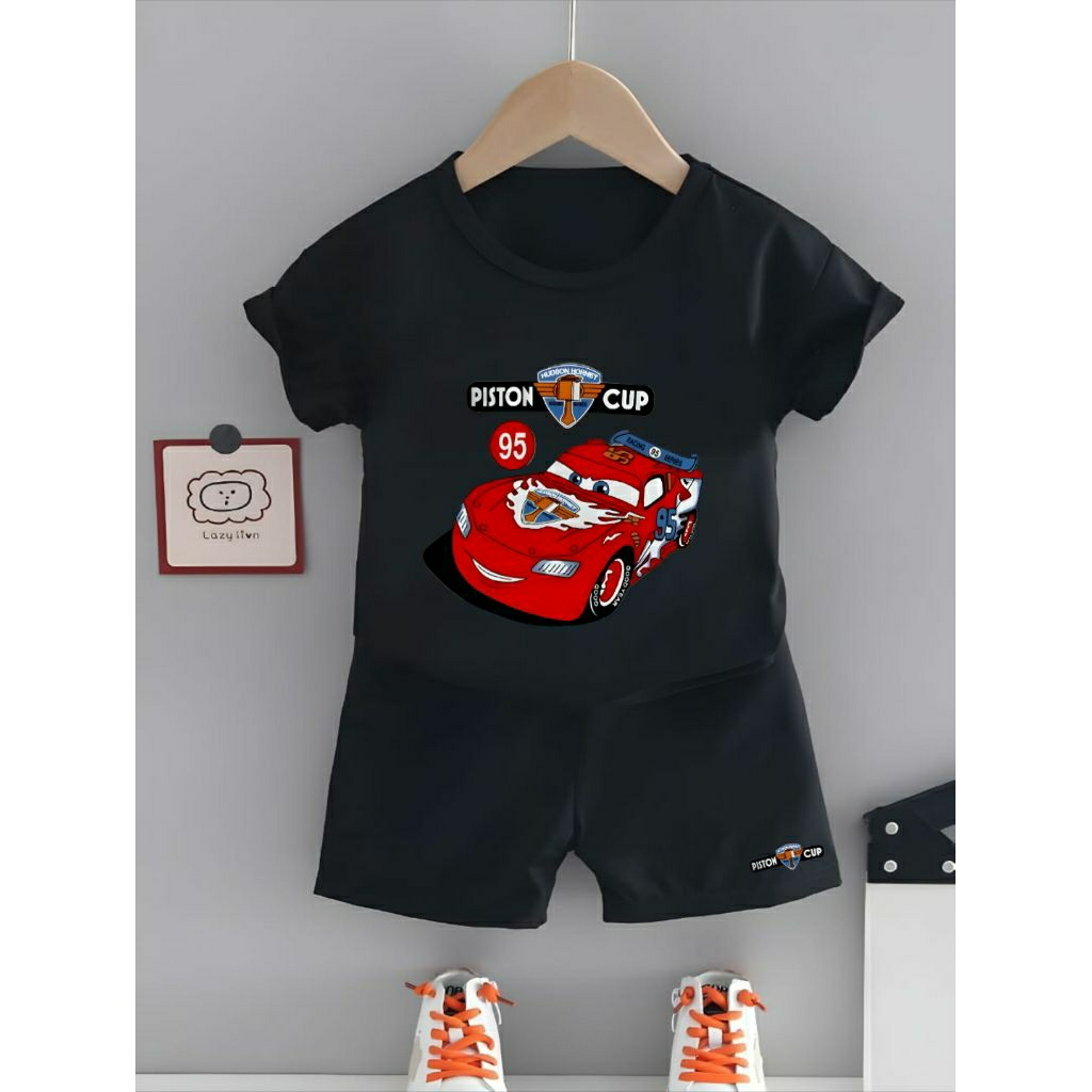 Setelan Anak Laki Laki Motif Mobil Set Baju Oblong Anak Cowok Umur 2-12tahun Cod