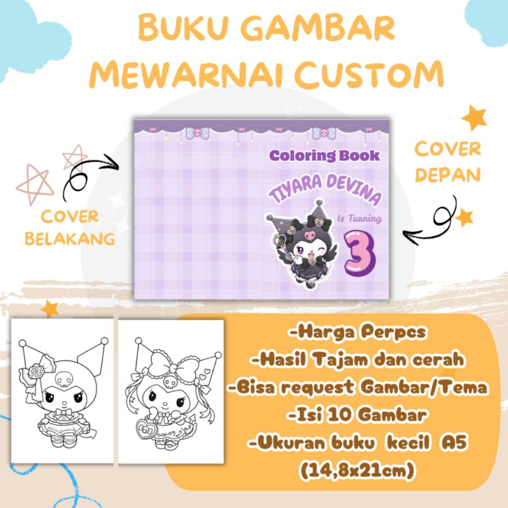 Buku mewarnai custom/Souvenir ulang tahun/buku mewarnai anak/buku mewarnai custom tema
