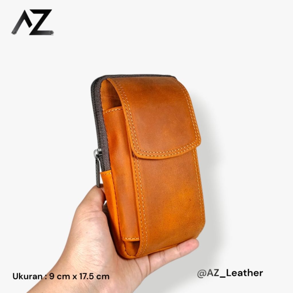 [AZ] Sarung HP Fashion 2 Slot Kulit Sapi Asli