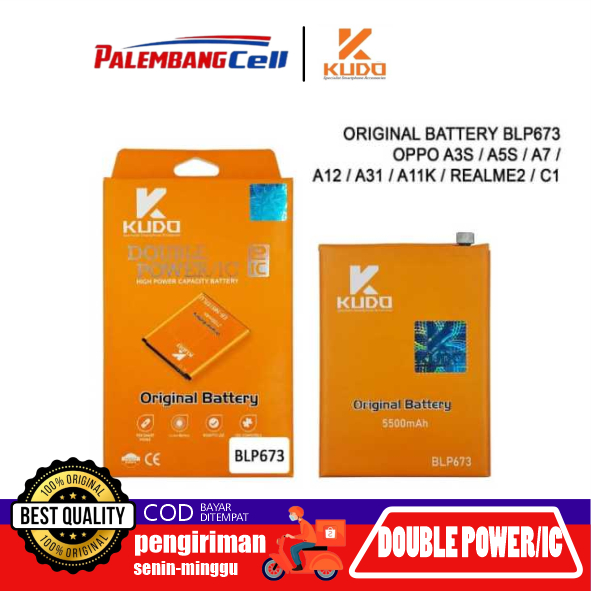 BATERAI KUDO ORIGINAL BLP673 FOR OPPO A3S/A5/A7 DOUBLE POWER DAN DOUBLE IC