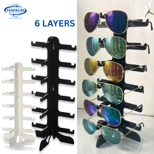 Display Kacamata 6 Susun Aesthetic – Rak Pajangan Plastik untuk Konter, Etalase, & Toko Aksesori