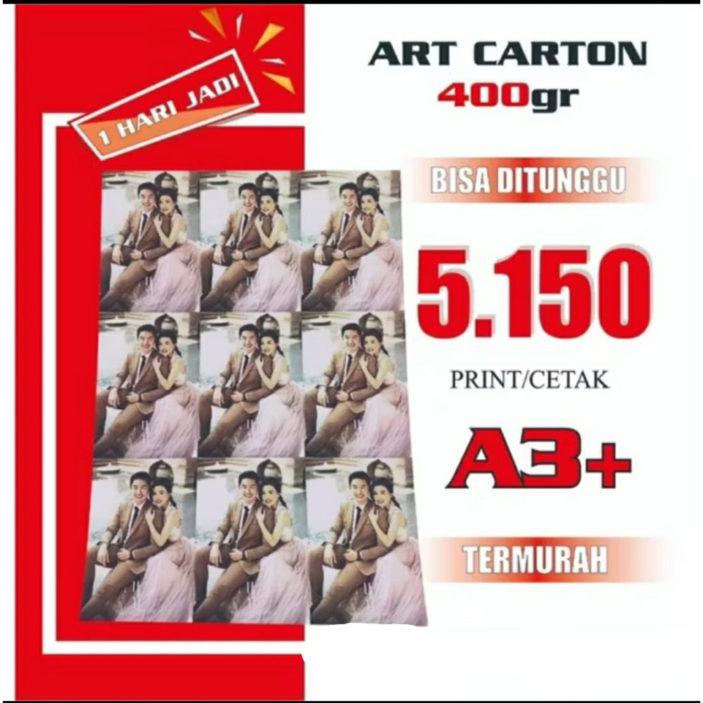 Print A3+ | Cetak A3+ MURAH | Art Carton 400 gr | 1 Sisi / 2 Sisi