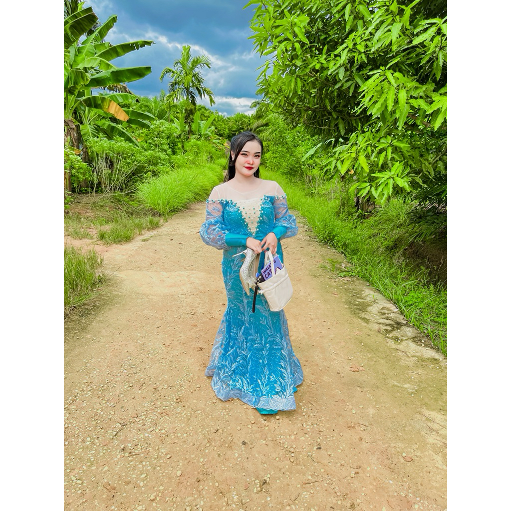 Dress Gaun Biru Muda