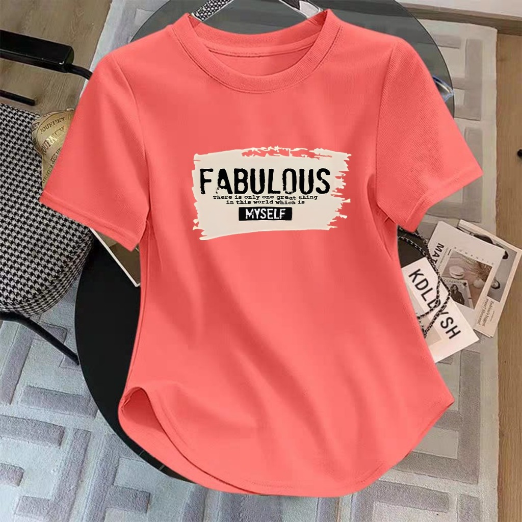Kaos oblong oval wanita motif Fabulous / kaos kekinian/ kaos lengan pendek/ kaos viral