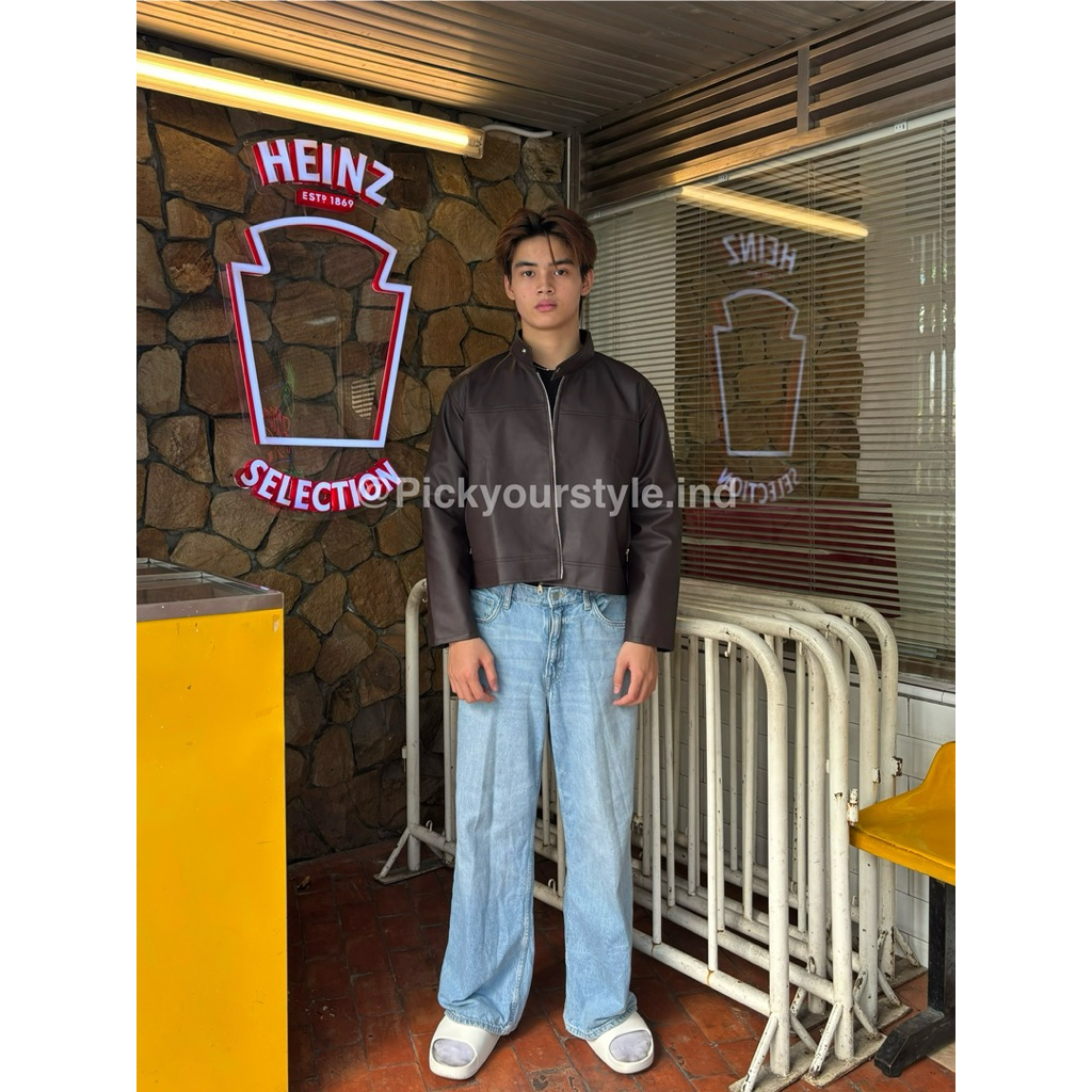 Jaket Kulit Boxy Cut Jaket Kulit Pria Men Leather Jacket Boxy Leather Jacket
