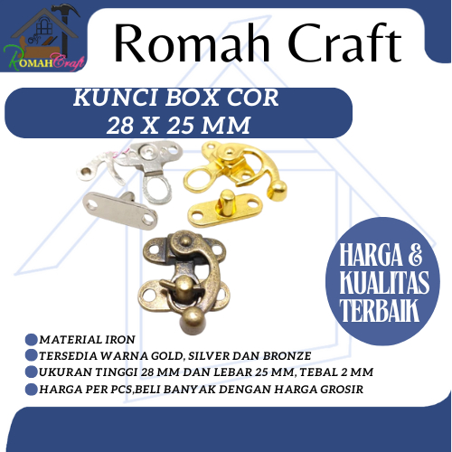 28 x 25 mm (K1) Kunci box / kunci dus / kunci pengait kotak souvenir