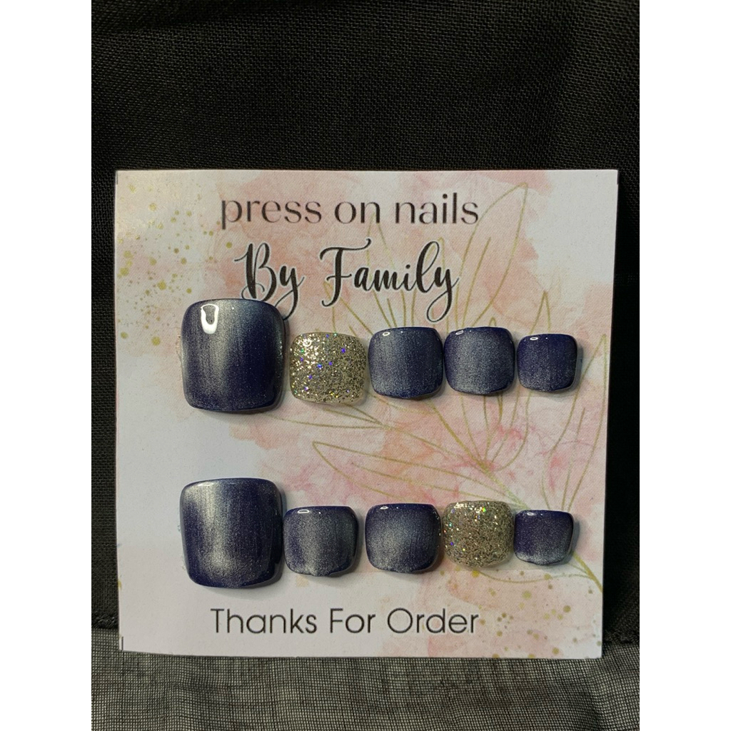 Kuku Palsu Kaki Navy CatEye [ Kuku Palsu Fake Nails / Kuku Palsu Kaki ]