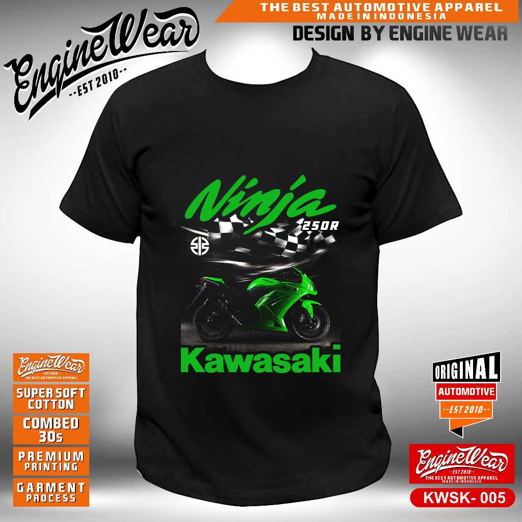 Kaos kawasaki ninja motorsport tshirt racing baju balap motor 2tak kaos KNC bikers tshirt touring ka