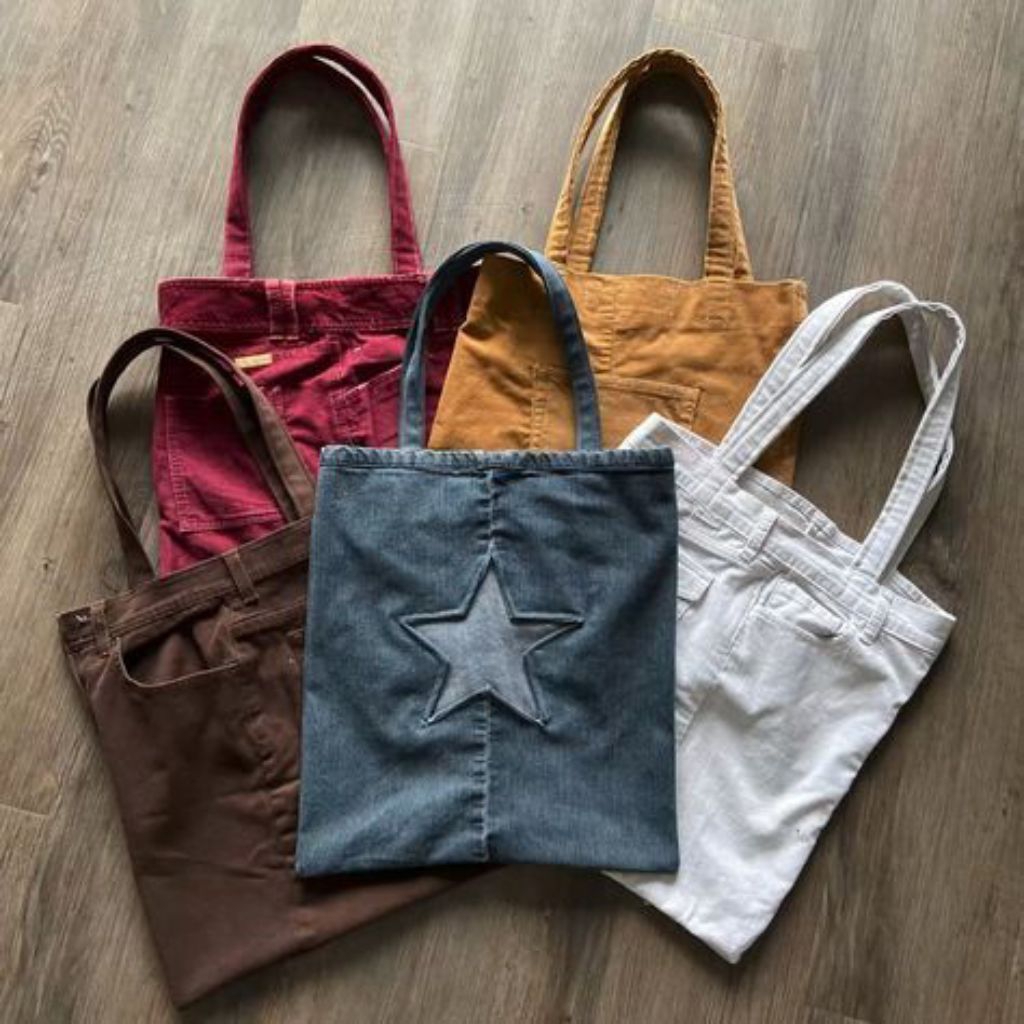 Tote Bag Jeans | Reworked Tote Bag | Tas Jinjing Unik | Tas Jeans Lebar Multifungsi Serbaguna