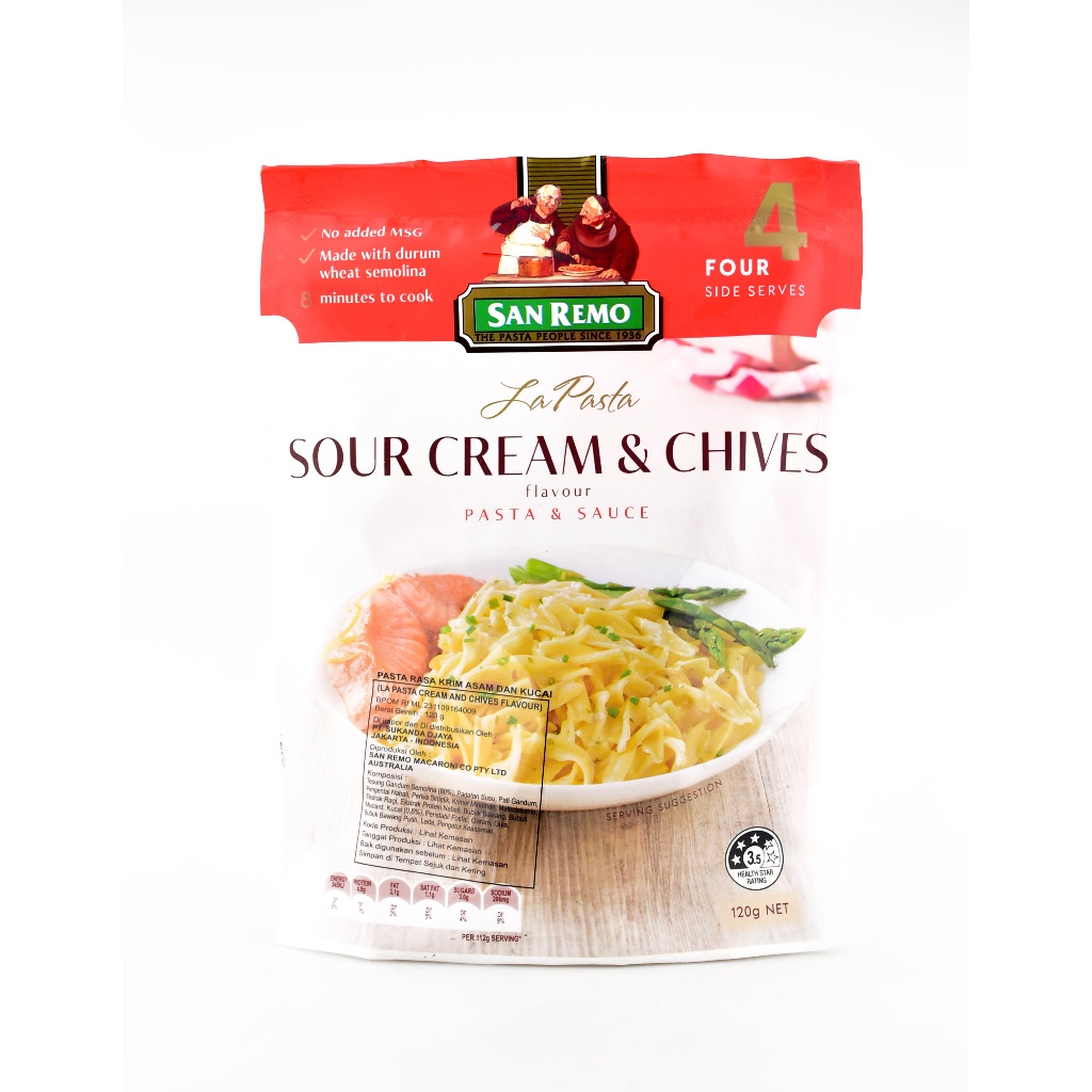 San Remo La Pasta Sour Cream & Chives Flavour Pasta & Sauce 120g