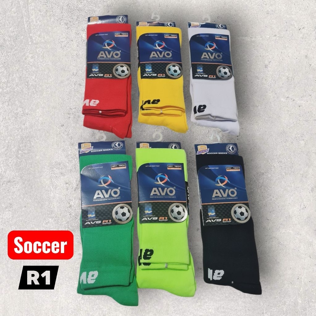 Kaos Kaki Sepak Bola Soccer AVO panjang selutut Kaos kaki AVO R1 HITAM PUTIH