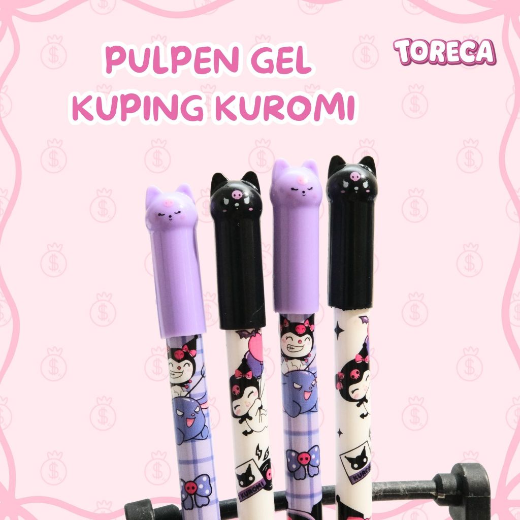 TORECA PULPEN GEL STANDAR KUPING KUROMI GEL PEN PENA KUROMI PULPEN KUPING KUCING LUCU KARAKTER KUROM