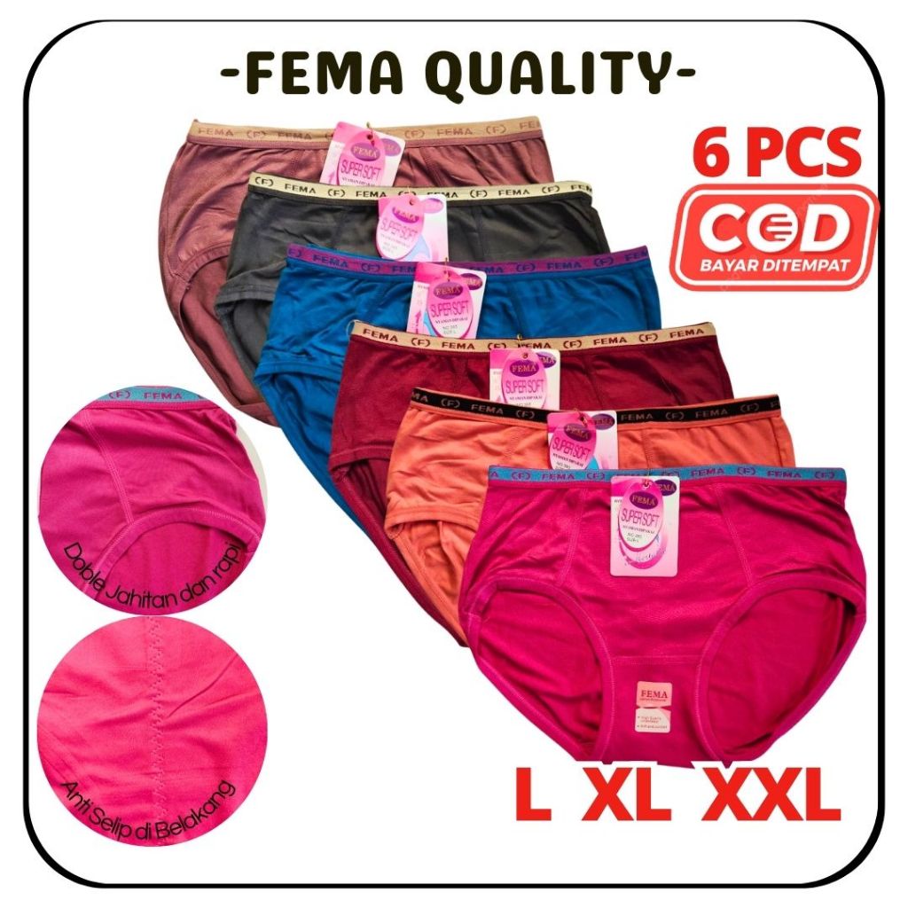 (GROSIR 6PCS) CD FEMA 393/361 ,CELANA DALAM WANITA ,CELANA DALAM CEWEK FEMA 393/361