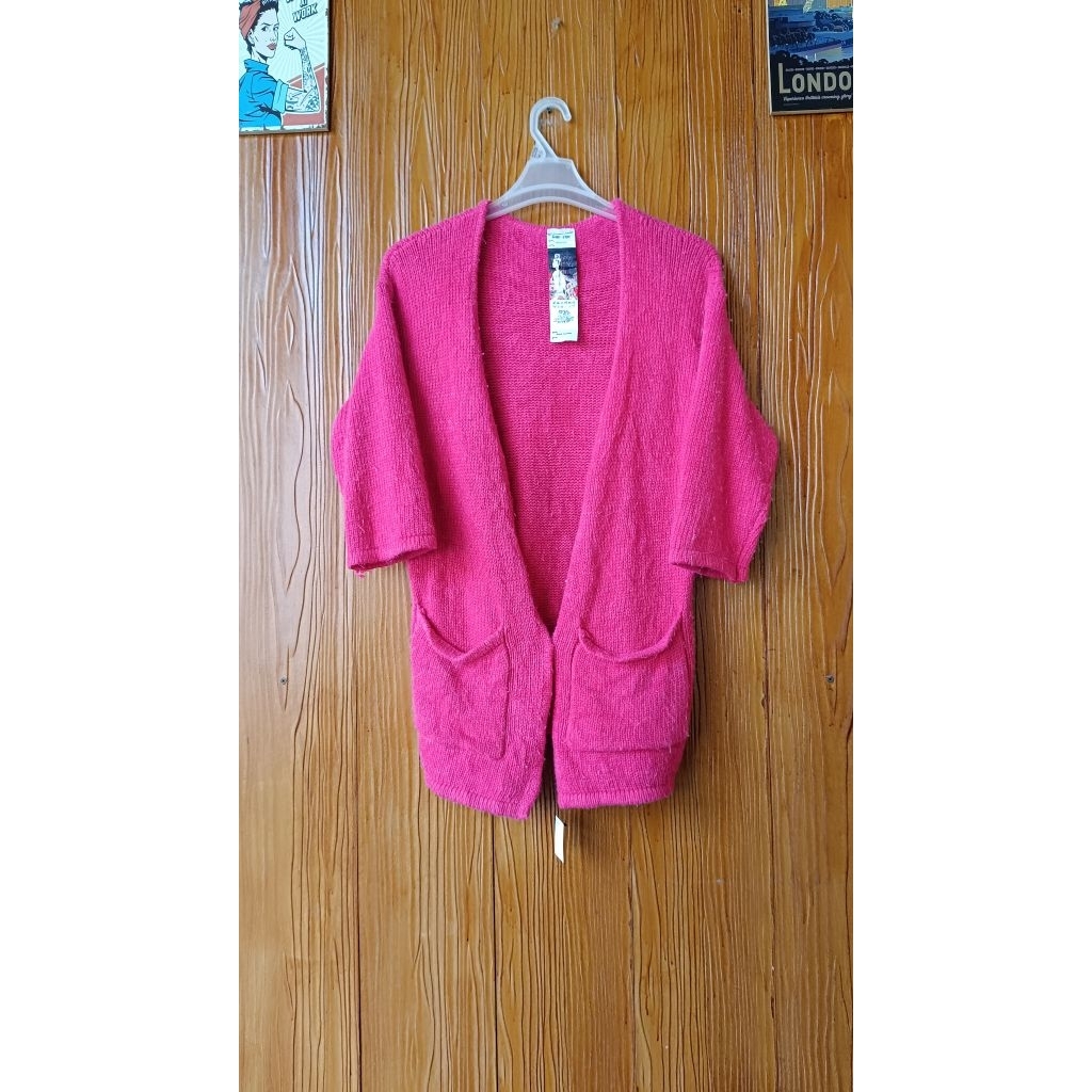 Cardigan Rajut Pink Fanta Lengan Pendek - Outer Wanita Cerah Cute Style