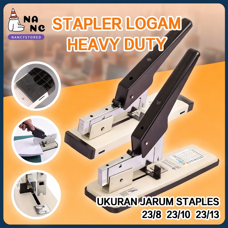 Stapler Logam Heavy Duty Penjilidan Kertas Kapasitas 100 Lembar, Cocok untuk Kertas Tebal Stapler He