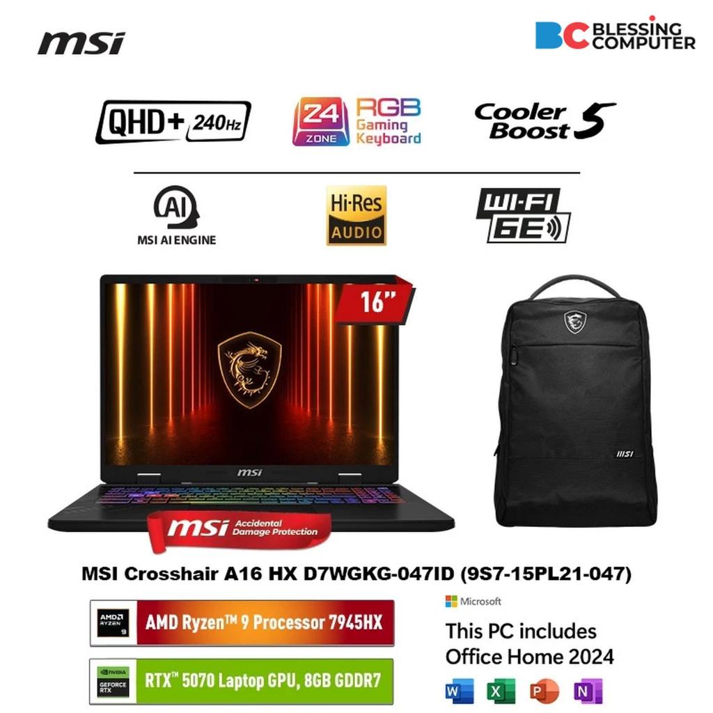 MSI Crosshair A16 HX D7WGKG 047ID Ryzen 9 7945HX 16GB 512GB 5070 W11 OHS Cosmos Gray