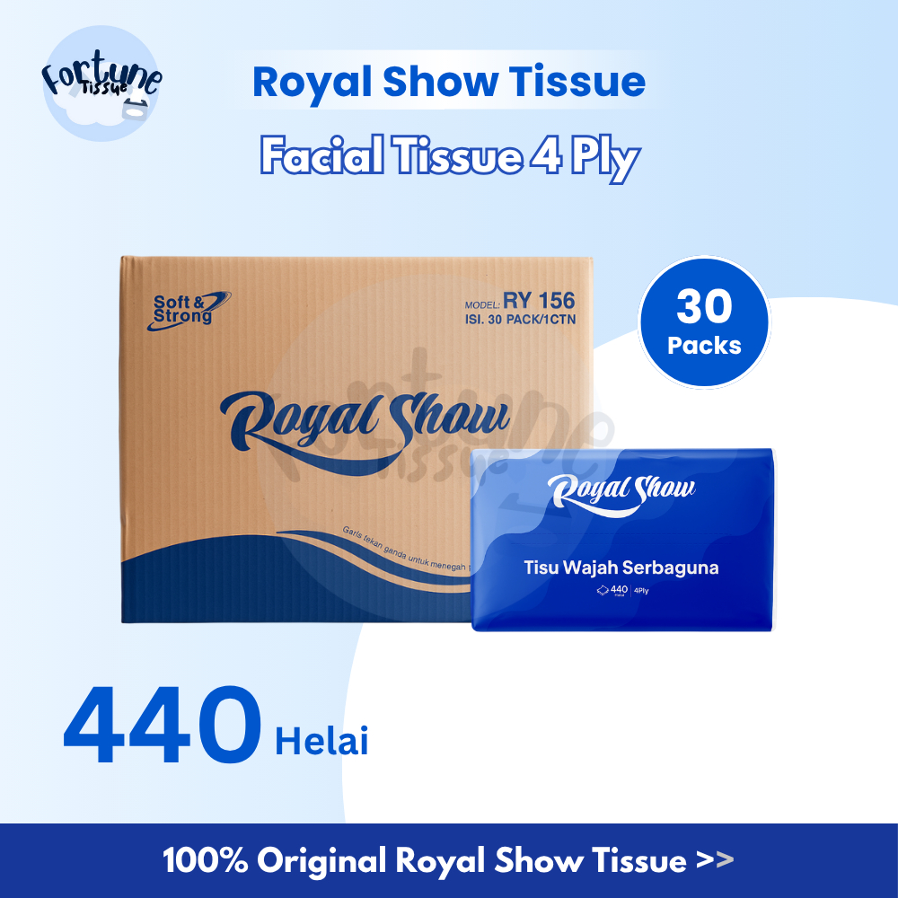 GROSIR 1 Dus Facial Tissue ROYAL SHOW 440 Helai 4 Ply | 100% Virgin Pulp