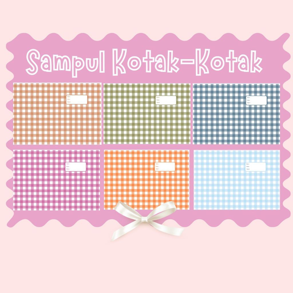 Bundling 10 Warna Sampul Buku Aesthetic Kotak-Kotak|| Sampul Buku Sekolah || Sampul Buku Sidu