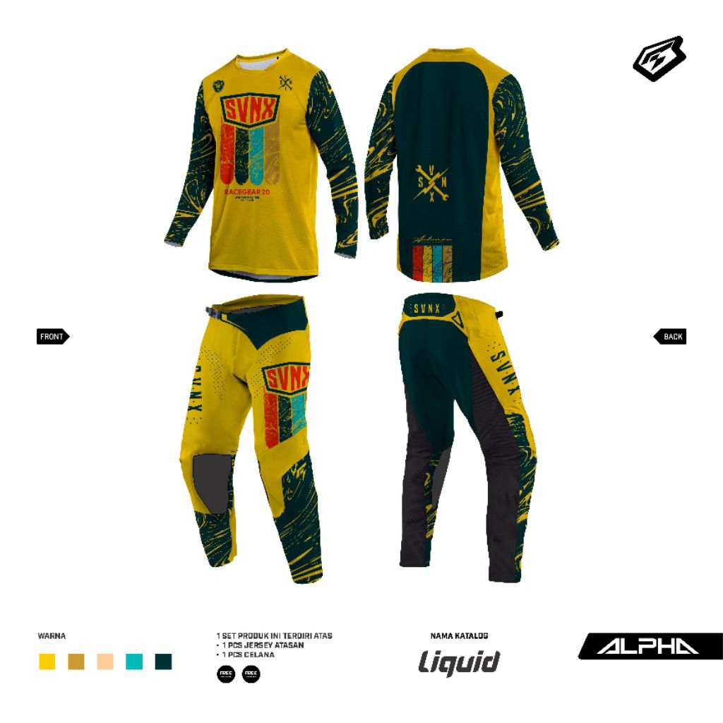 MX GEAR PREMIUM / GEARSET SVNX ALPHA LIQUID SERIES / JERSET MOTOCROSS