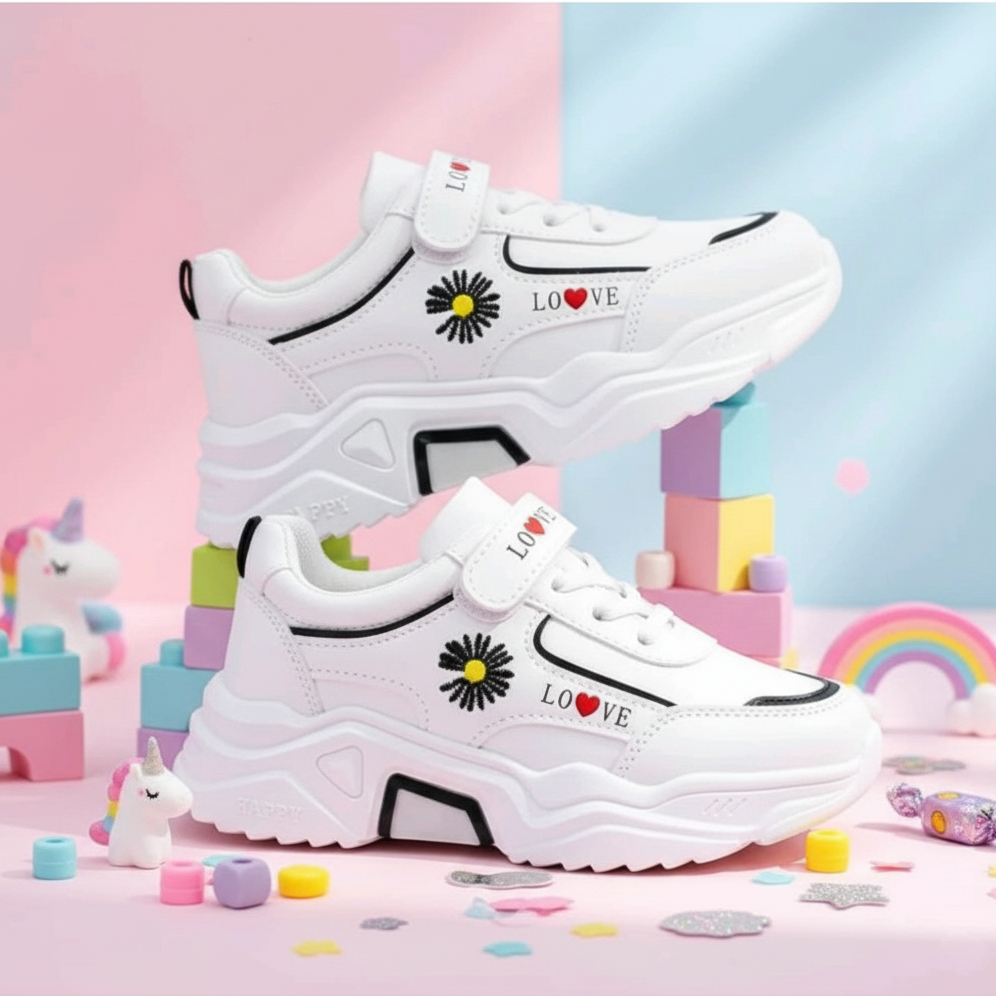Sneaker Anak Motif Bunga / Sepatu anak motif Bunga / sepatu anak gambar bunga/ sepatu anak perempuan