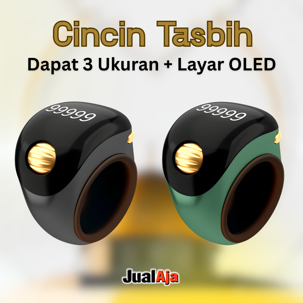 Cincin Digital Zikir Gulir LED Getaran Multi-Saluran Layar OLED 3 ukuran
