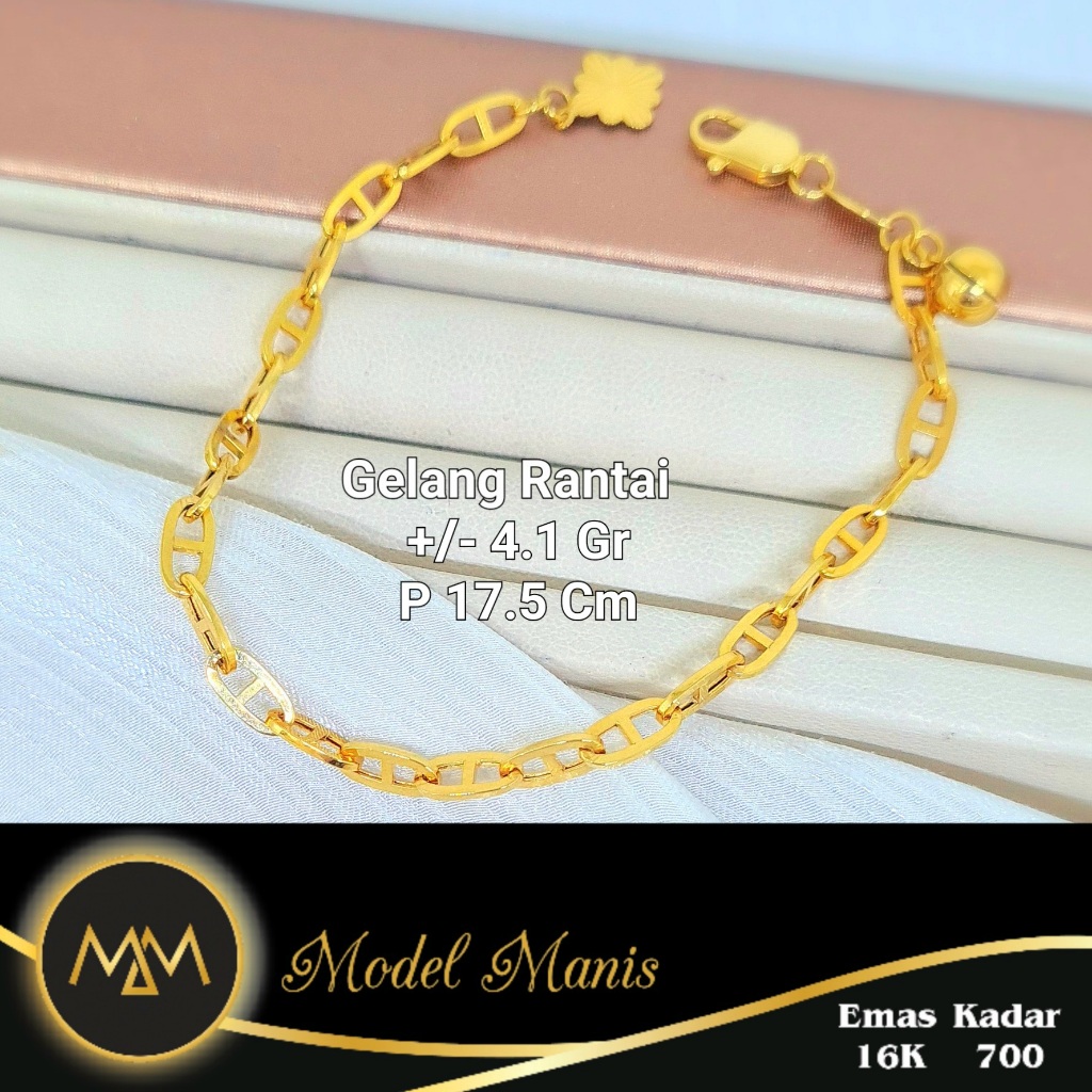 Model Manis Gold - Gelang Italy Oval Emas Kuning - Emas 16k  700