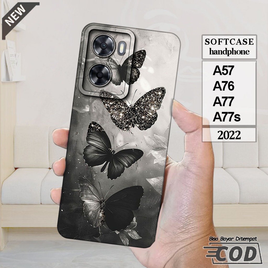 Case OPPO A57 _OPPO A76 _OPPO A77 _OPPO A77s  -Casing Silikon  hitam bening lentur elastis keren