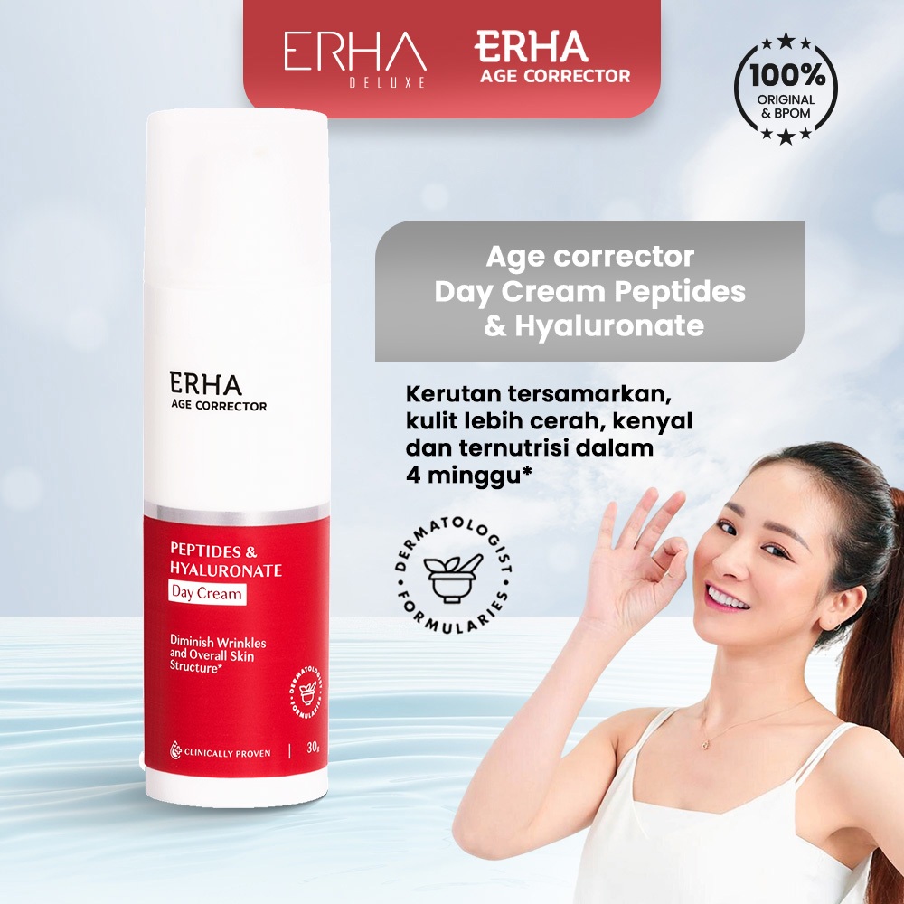ERHA Age Corrector Day Cream - Krim Pelembab Wajah Pagi Anti Aging - Peptides & Hyaluronate