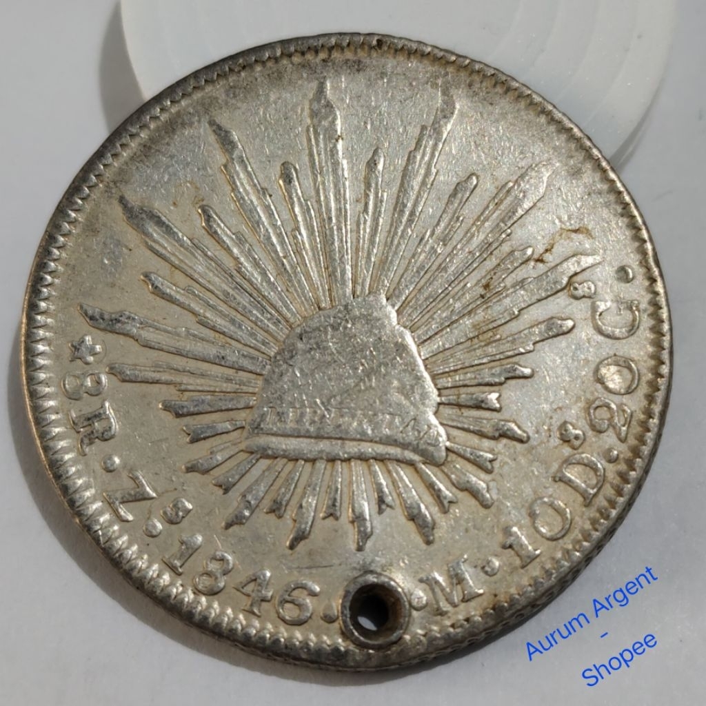 TA.17S-- 1 PC KOIN PERAK KUNO ASLI 8 REALES REPUBLICA MEXICANA TH 1846. -- SILVER COIN --
