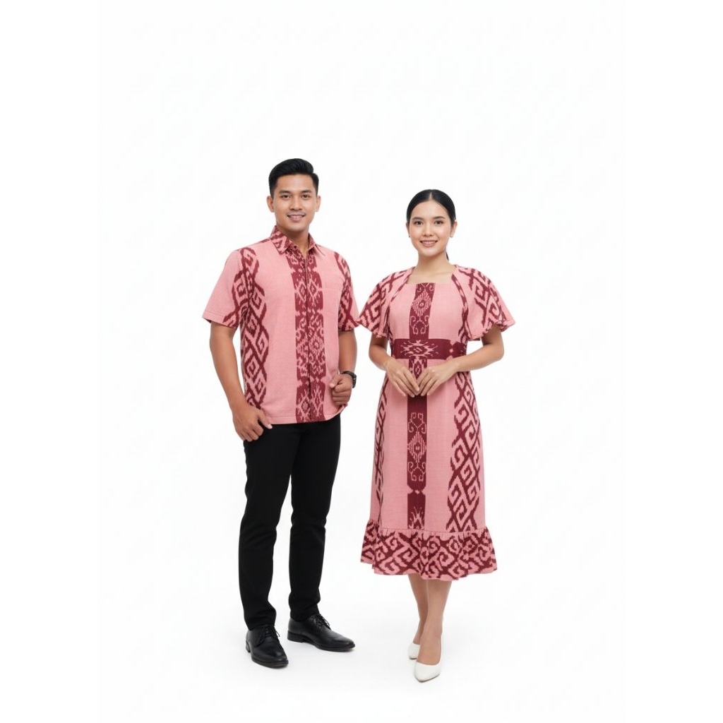 COUPLE TENUN WARNA PINK MOTIF TORAJA TERBARU DIJUAL TERPISAH