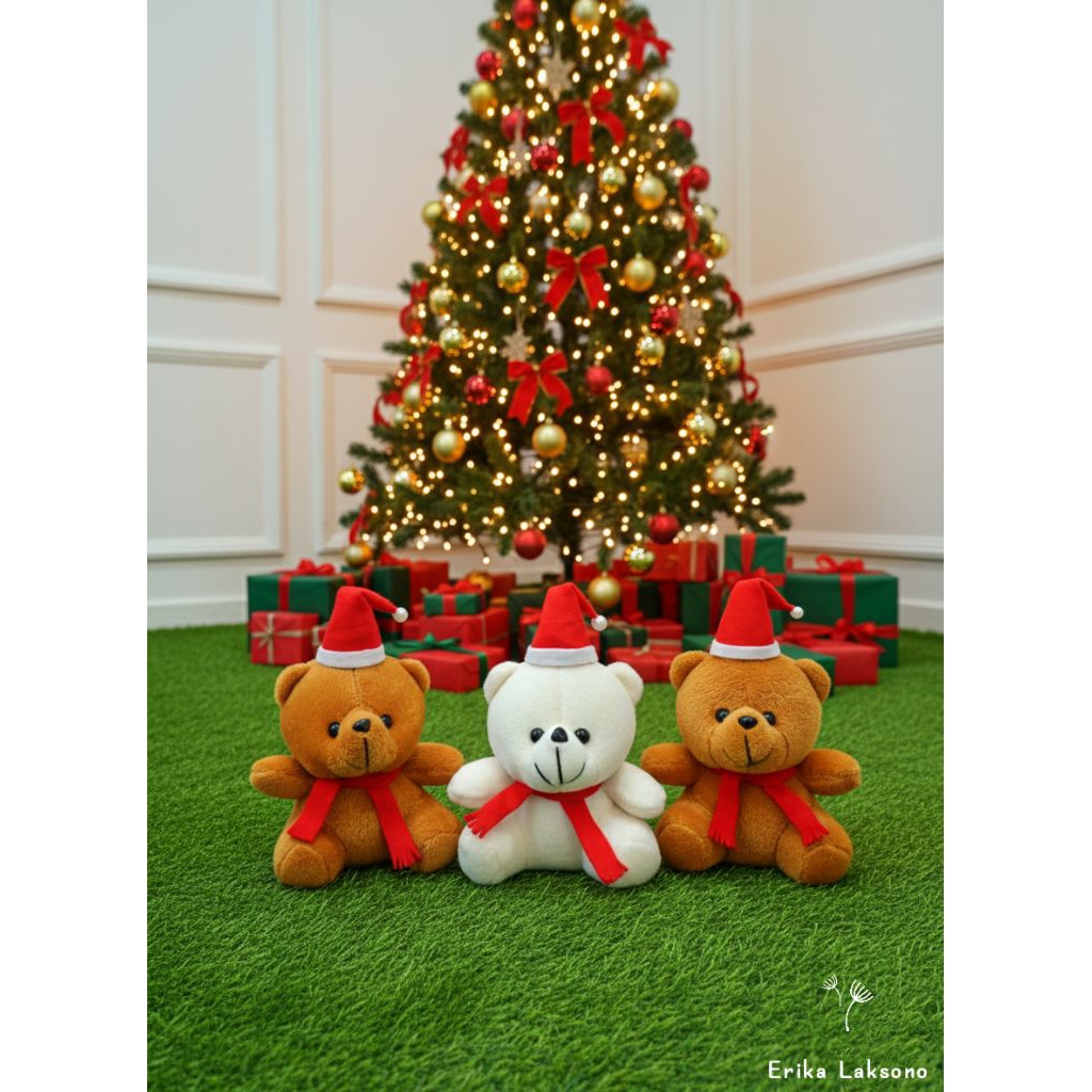 Boneka Bear Santa / Boneka Natal / Boneka Beruang Natal