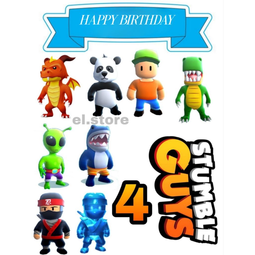 Topper Cake Stumble Guys/Topper Kue Ulang Tahun Tema Stumble Guys