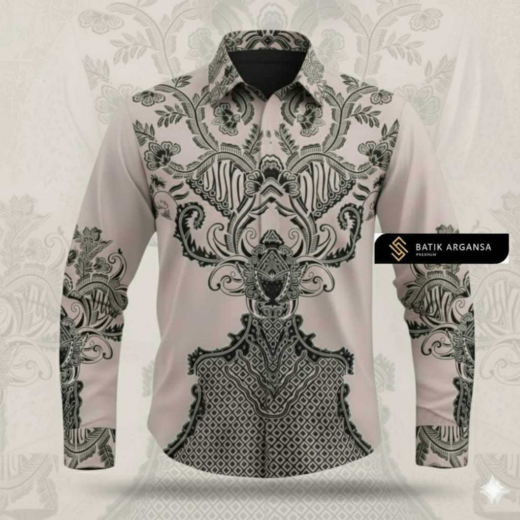 Kemeja Batik Argansa Motif Bara Slimfit Lengan Panjang Batik Solo