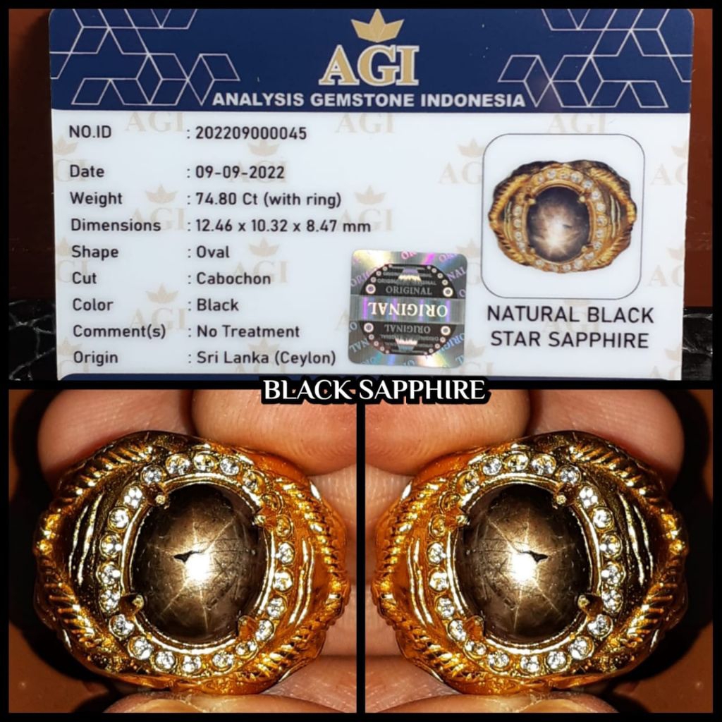 natural batu black sapphire Star Ceylon super