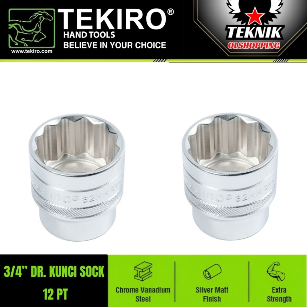 TEKIRO 3/4 Inch DR. Hand Socket / Kunci Sock 12 PT Ukuran 19 21 22 23 24 26 27 28 29 30 32 33 34 36 