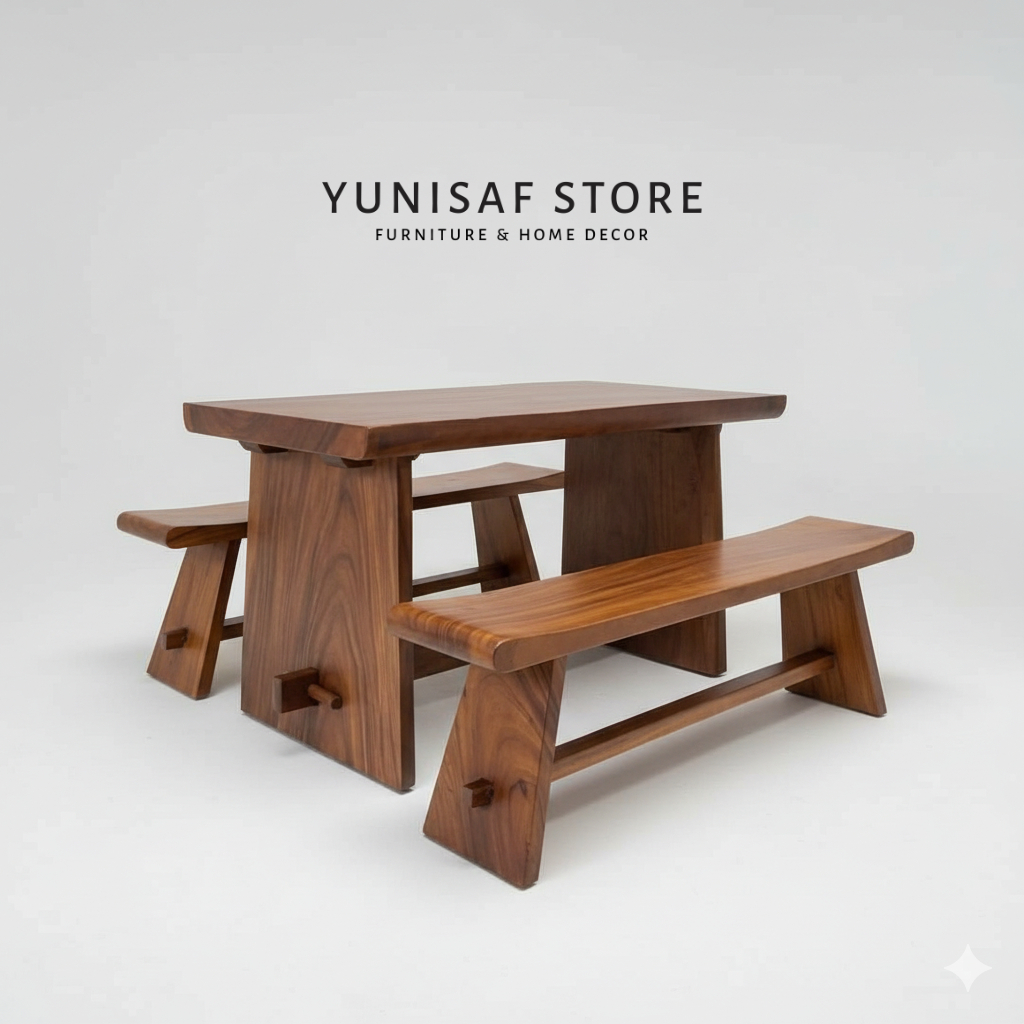 Meja Makan Kayu Trembesi Solid