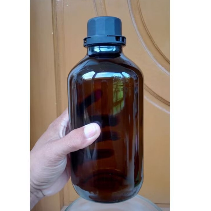 BOTOL KACA AMBER COKLAT 1 LITER TUTUP KECIL