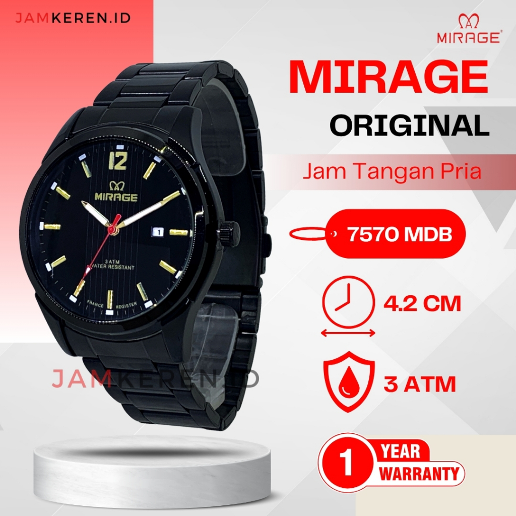 Jam Tangan Pria - Mirage - Jam Tangan Mirage Pria 7570 MD Stainless Steel Original Garansi Resmi