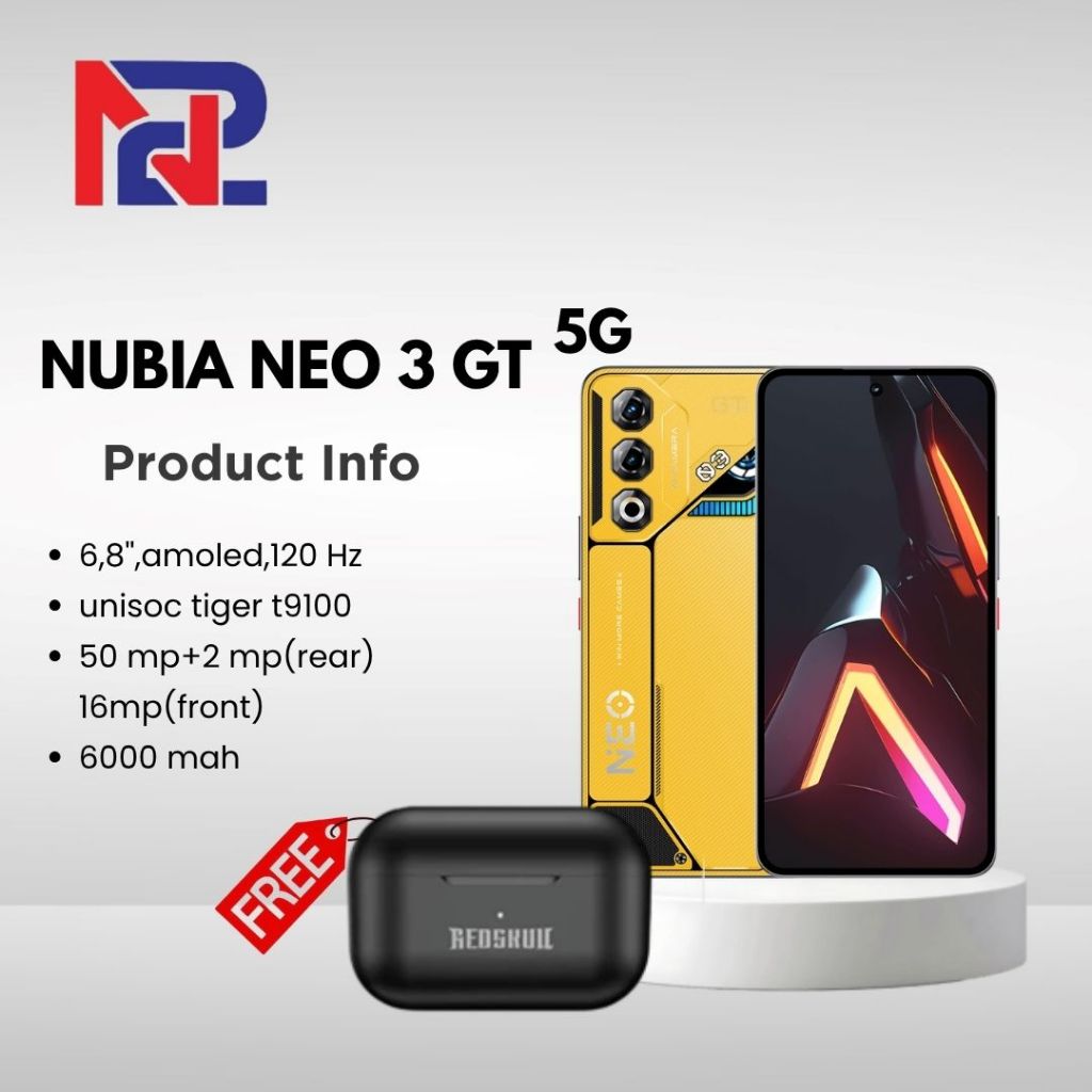 NUBIA Neo 3 GT 5G Unisoc T9100 (8 +12 GB) + 256GB Rom | 6000mAH Super Fast Charging 80W - Garansi Re