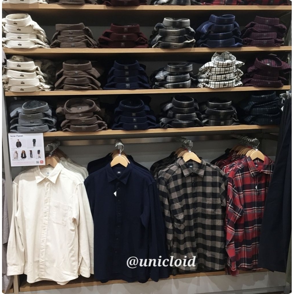 JASTIP UNIQLO Kemeja flannel lengan panjang original store 100% flanel katun