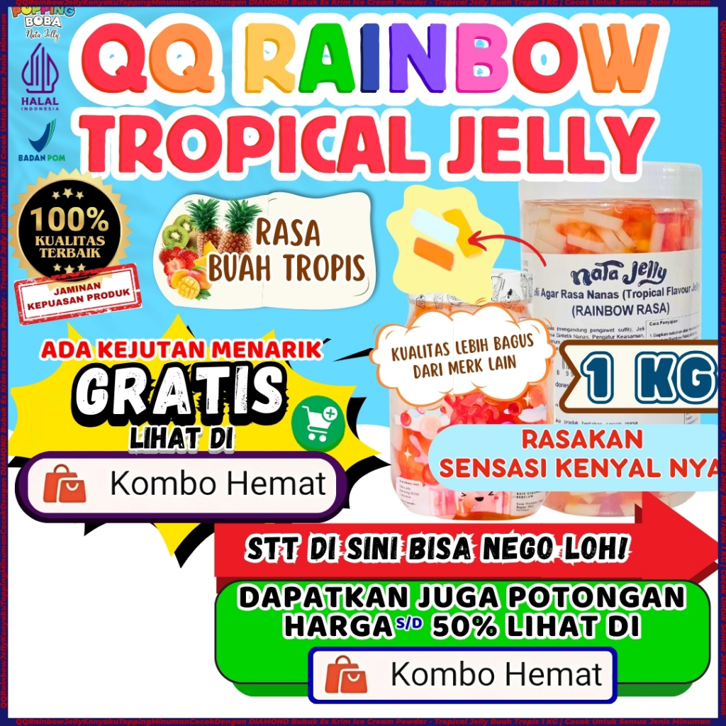 QQRainbowJellyKonyakuToppingMinumanCocokDengan DIAMOND Bubuk Es Krim Ice Cream Powder - Tropical Jel