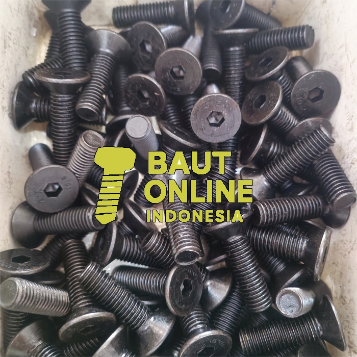 M4x10 Baut Countersunk L Verseng Baja Hitam 10.9