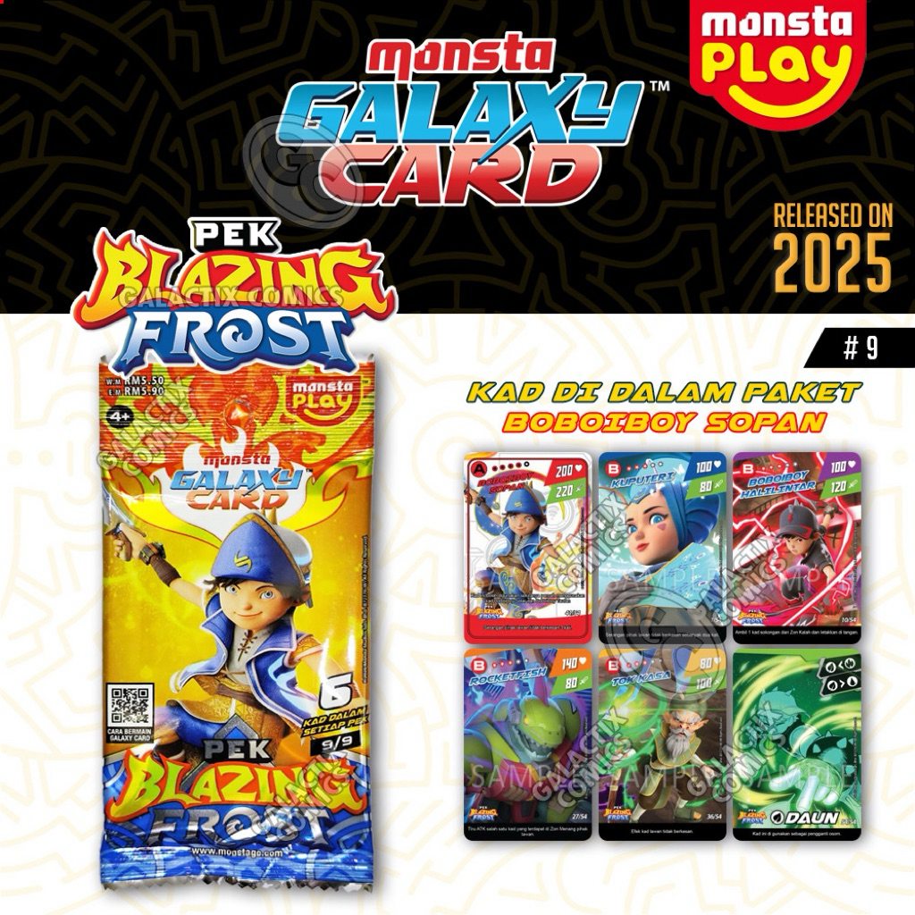 Original BoBoiBoy Galaxy Card Kad Pek Blazing Frost 2025 - Single Packet