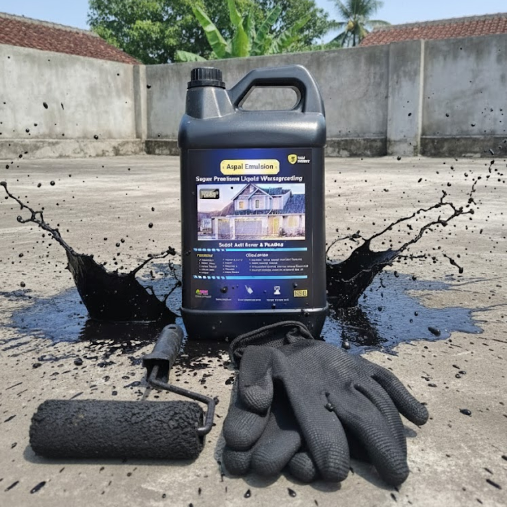Aspal Cair Anti Bocor 5KG Bonus Rol + Sarung Tangan untuk Dak Beton, Kamar Mandi, Asbes dan Kolam