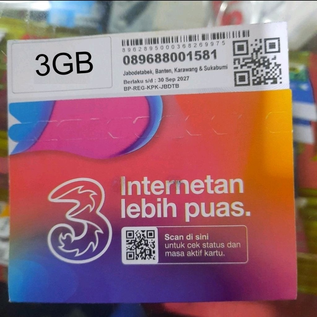 Perdana Three 3gb jabodetabek jabar banten