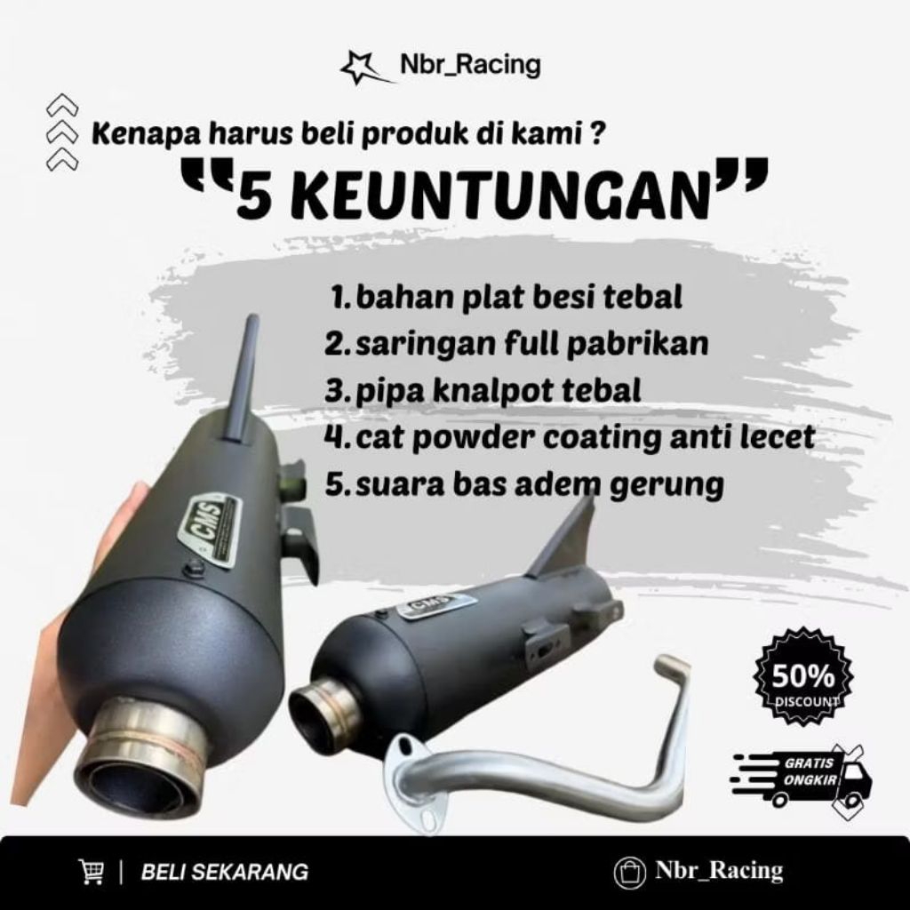 KNALPOT STANDAR CMS FULSET NGEBAS ADEM MIO SPORTY MIO GEAR BEAT FI BEAT DELEXU SCOOPY VARIO 125/150
