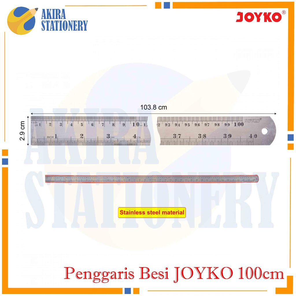Penggaris Besi Panjang 100 cm JOYKO RL-ST100 / Ruller Stainless 100cm ST 100  PCS