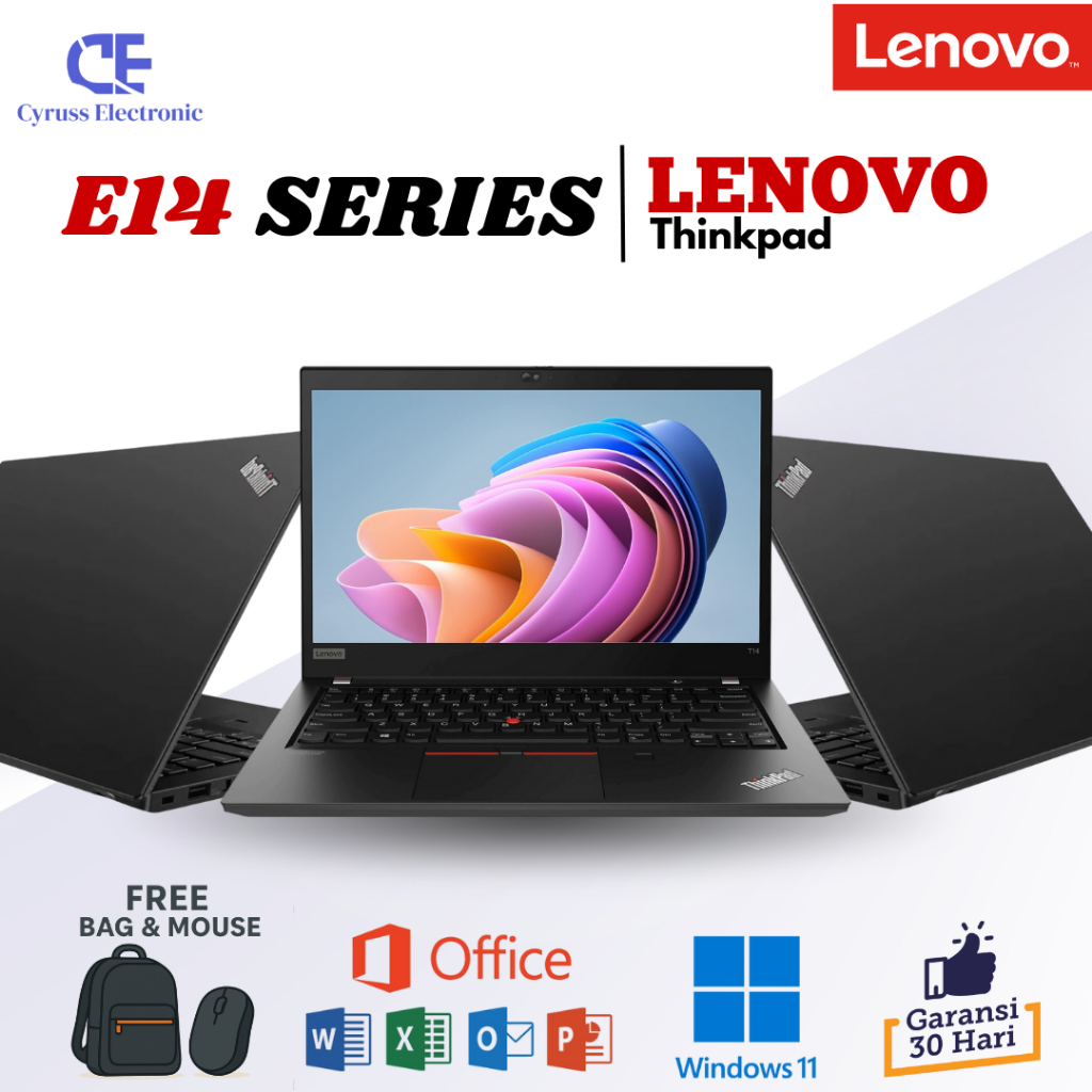 Laptop Lenovo Thinkpad E14 Intel Core i7 Gen 11 RAM 32GB SECOND-BERGARANSII