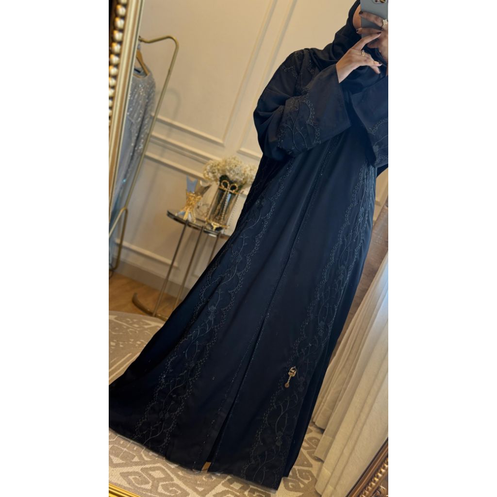 Abaya Anisa Hitam Bordir
